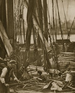 At the foot of the mast on a Thames Barge by English Photographer